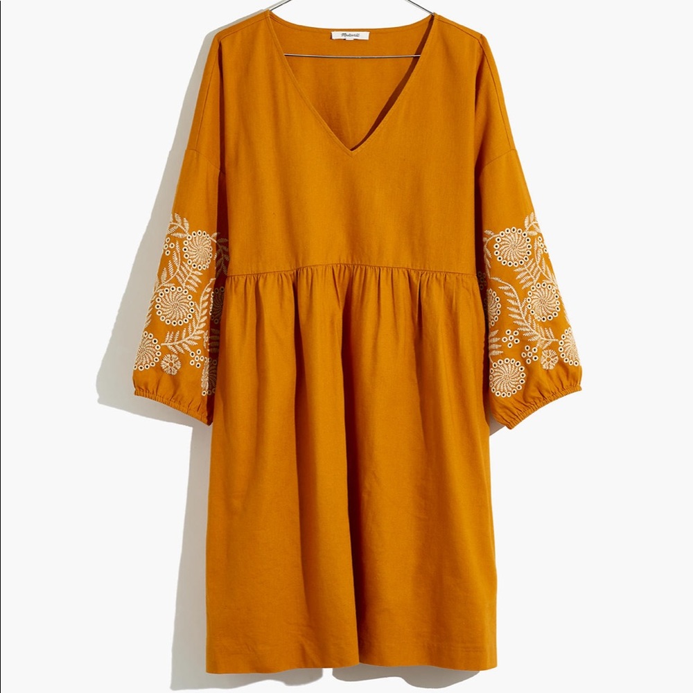 NWT Madewell Embroidered Sleeve Popover Dress XXS